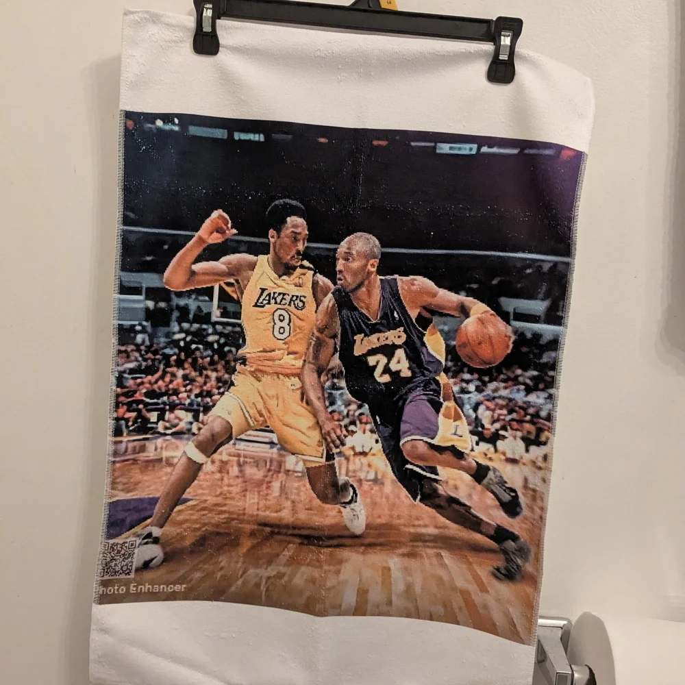 Iconic Young Kobe vs Young Kobe Collectors Hand Towel New!
